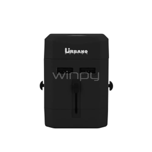 Cargador Universal Viajero Urbano (Entrada 110V/230V, USB, Negro)
