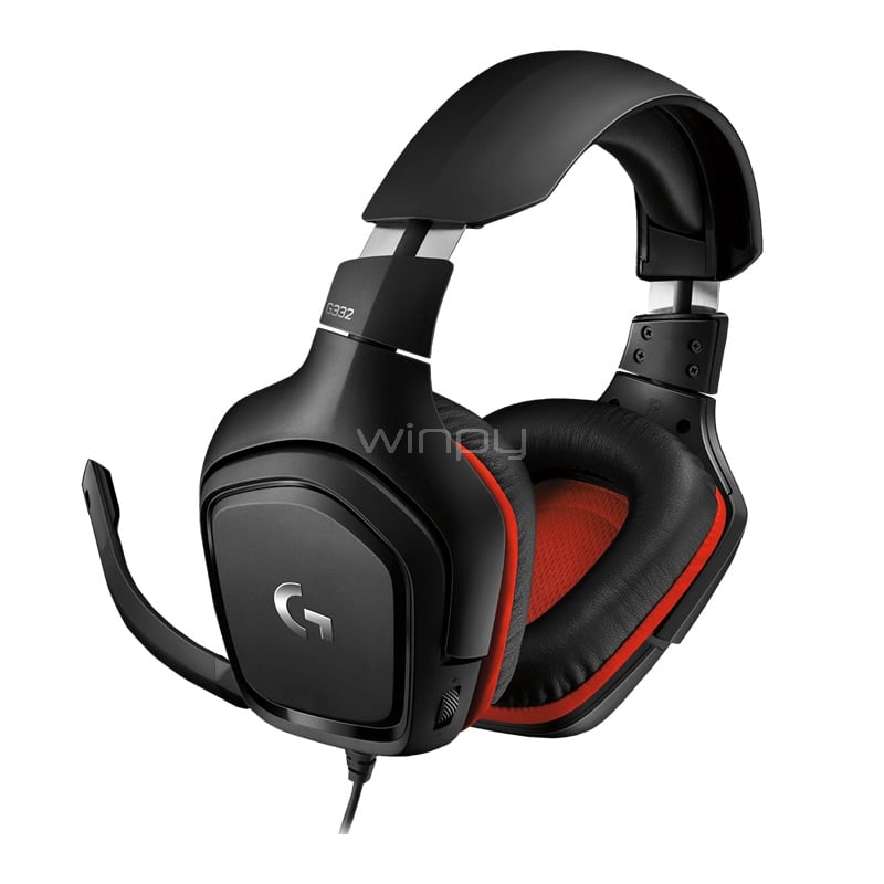 Audífonos Gamer Logitech G332 (Microfono, Multi-Plataforma, Negro/Rojo)
