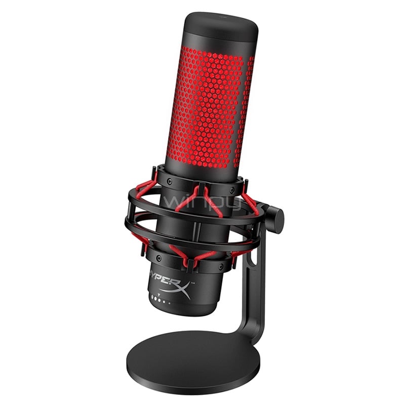Microfono Gamer HyperX QuadCast (20.000Hz, Anti-Vibraciones, Negro/Rojo)