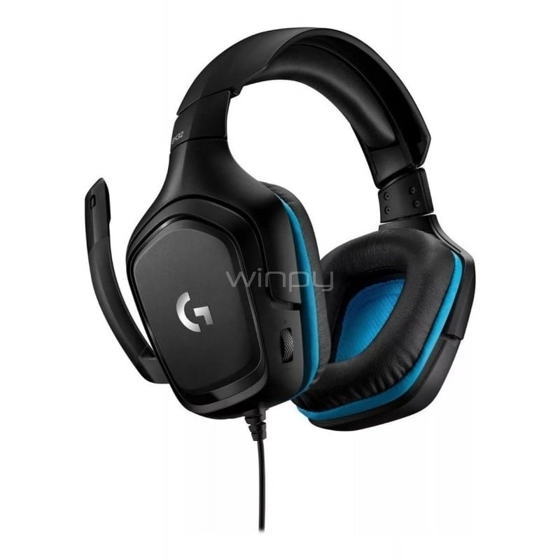 Audífonos Gamer Logitech G432 con sonido 7.1 (Micrófono, USB, Negro/Azul)