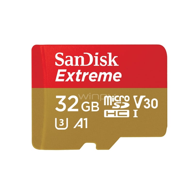Tarjeta microSDHC SanDisk Extreme de 32GB (UHS-I, Lectura 100MB/s, Escritura 90MB/s)