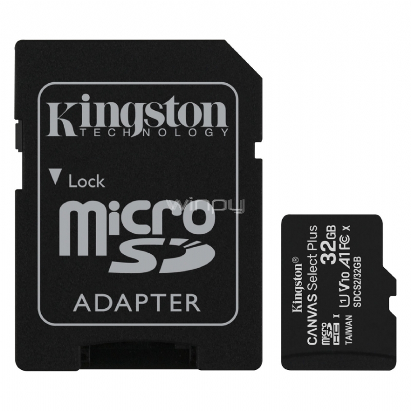 tarjeta de memoria kingston canvas select plus de 32gb uhs-i microsdxc con adaptador sd