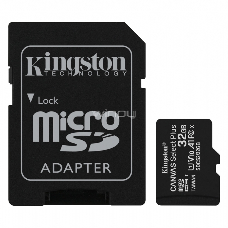 Tarjeta de memoria Kingston Canvas Select Plus de 32GB UHS-I microSDXC con adaptador SD