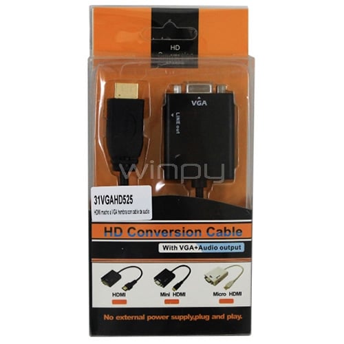 Cable Conversor Digital HDMI a VGA + Audio