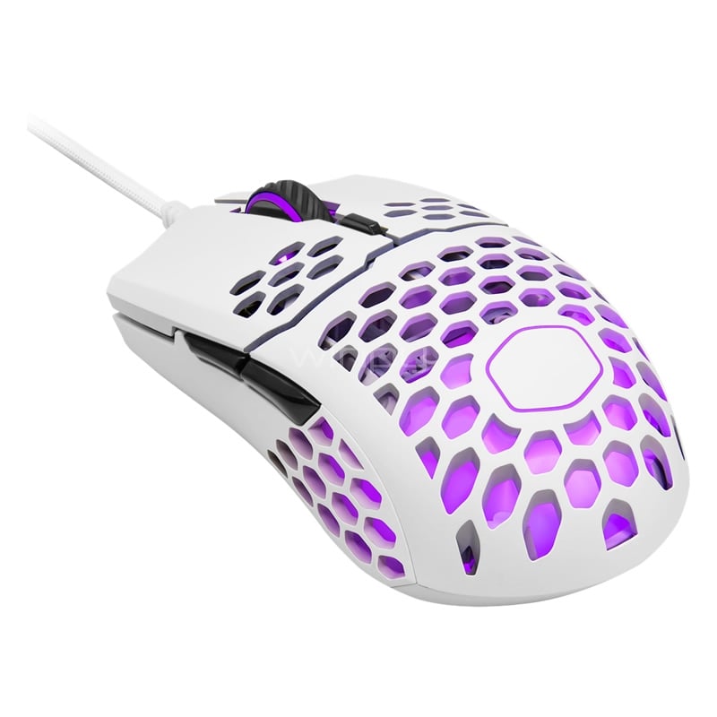 Mouse Gamer Cooler Master MM711 (OMRON, 16000dpi, RGB, Ultra Ligero, Blanco Mate)