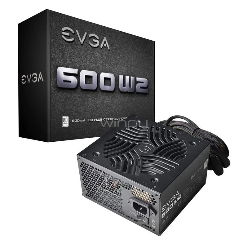 Fuente de Poder EVGA 600 W2 de 600 Watts (Certificado 80+ White, ATX)