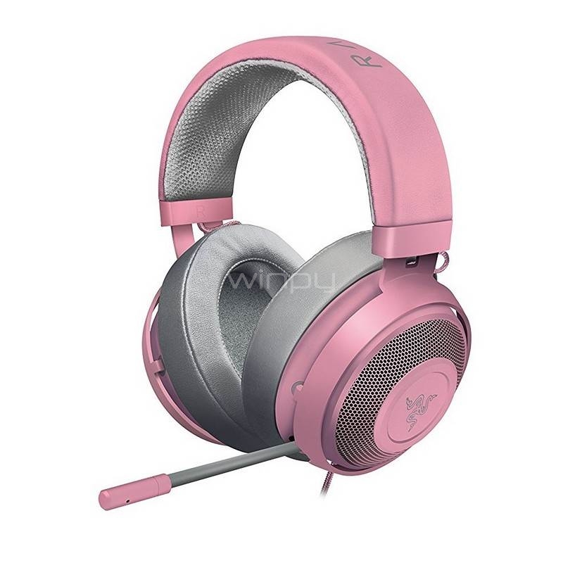 Auriculares Gamer Razer Kraken Quartz (Sonido 7.1, 28.000Hz, Micrófono, Jack 3.5mm, Rosa)