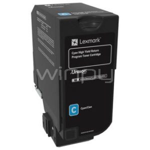 Cartucho de Tóner Lexmark 74C4HC0 (Alto Rendimiento, 12000 páginas, Color Cian)