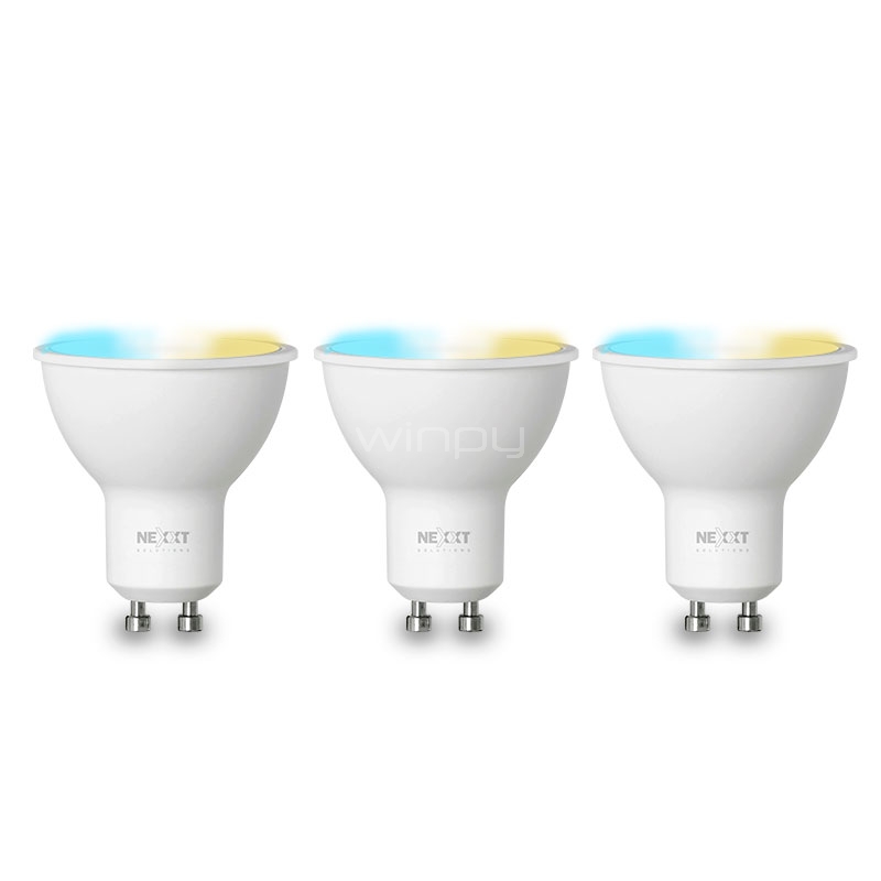 Kit de Bombillas LED inteligentes Nexxt (3 Unidades, Blanco Regulable, Wi-Fi, 220V)