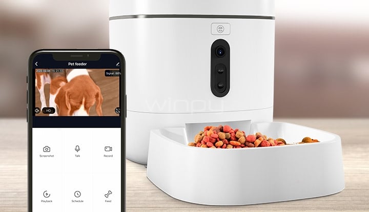 Dispensador inteligente de alimento para mascotas Nexxt (conexión Wi-Fi y cámara integrada)