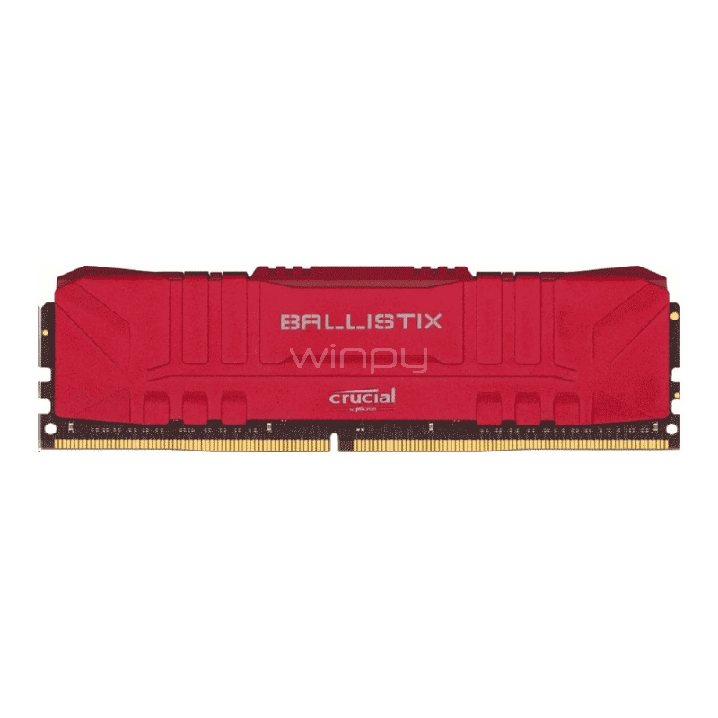 Memoria RAM Crucial Ballistix de 8GB (DDR4, 3200MHz, CL16, DIMM, Rojo)