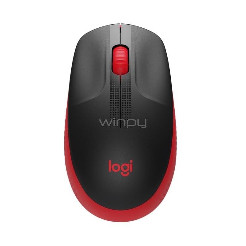 Mouse Logitech Inalámbrico M190 (Receptor USB, Negro/Rojo, 3 Botones, Pila AA)