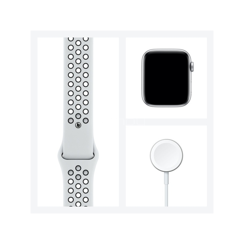 SmartWatch Apple Watch Nike SE GPS (44mm, Case color Plata de Aluminio, Correa Nike Negra Deportiva)