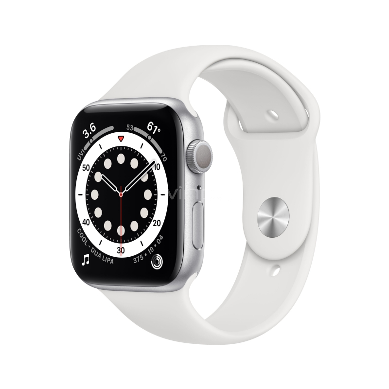 SmartWatch Apple Watch S6 GPS (44mm, Case Plateado Aluminio, Correa Deportiva Blanca)
