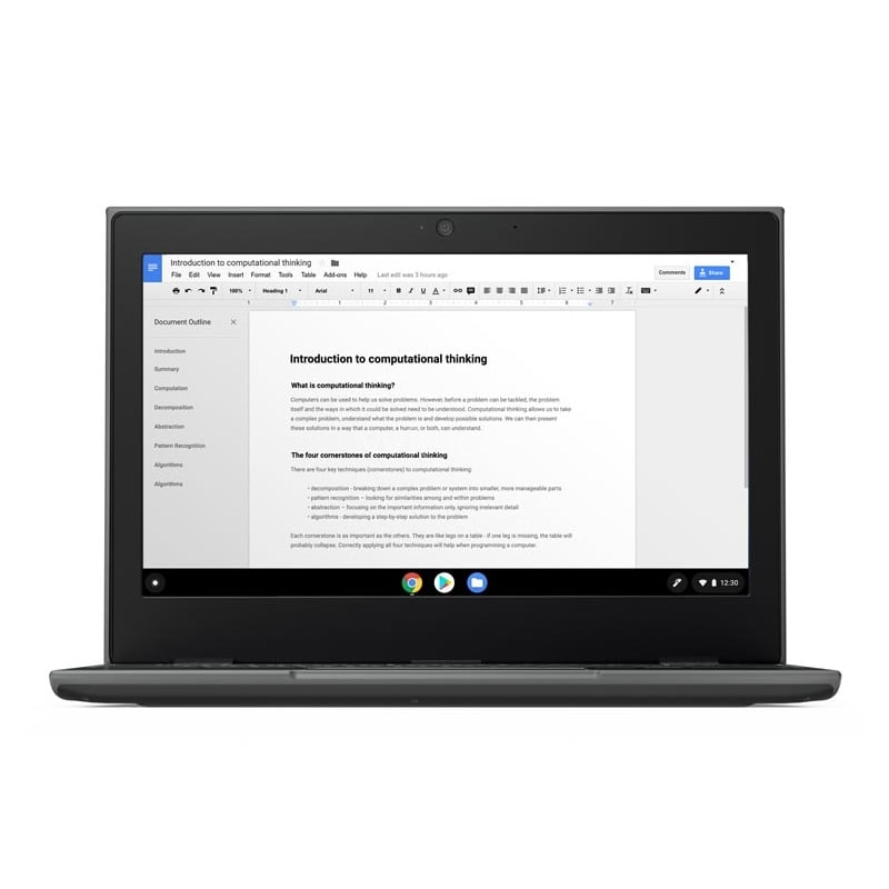 Notebook Lenovo Chromebook 100e de 11.6“ (AMD A4, 4GB RAM, 32GB EMMC, 2° Gen, Chrome S.O)