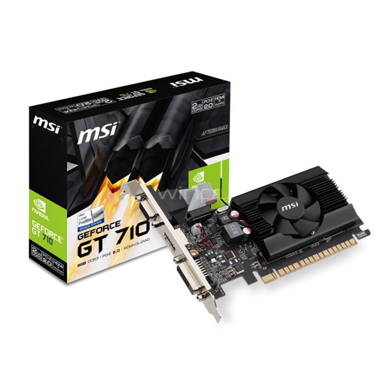 Tarjeta gráfica MSI Nvidia GeForce GT 710 de 2GB GDDR3 (Ventilador, Perfil Bajo)