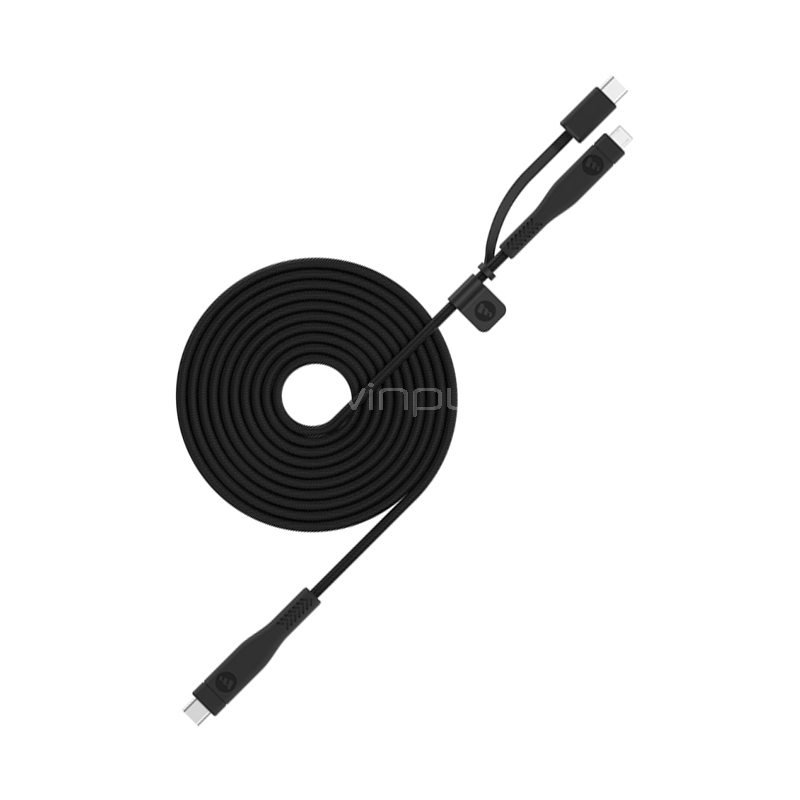 Mophie 3639_PRO-2N1-2.0-CC-2M-BLK Cavo USB-C A USB-C 2 Metri Con Switch-Tip - Ricarica Rapida, Intrecciato E Anti-Groviglio - Nero