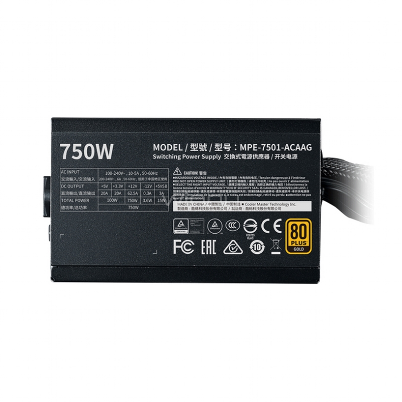 Fuente de Poder Cooler Master MWE V2 de 750W (Certificada 80+ Gold, ATX)