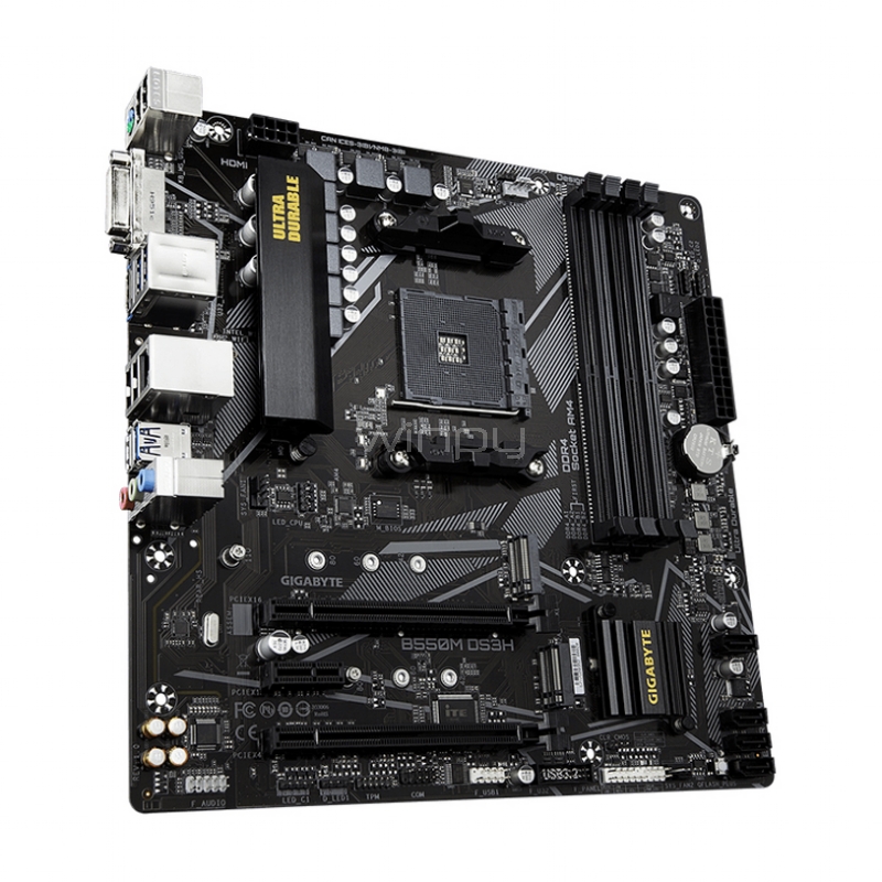 Placa Madre Gigabyte B550M DS3H Ultra Durable (AM4, DDR4 2133/4400MHz, M.2, RGB, MicroATX)