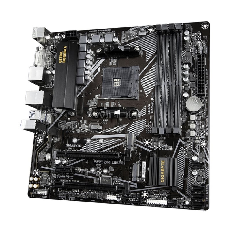 Placa Madre Gigabyte B550M DS3H Ultra Durable (AM4, DDR4 2133/4400MHz, M.2, RGB, MicroATX)