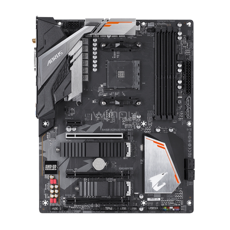 Placa Madre Gigabyte B450 AORUS PRO WIFI (AM4, DDR4 2133/3600MHz, M.2 x2, RGB, ATX)