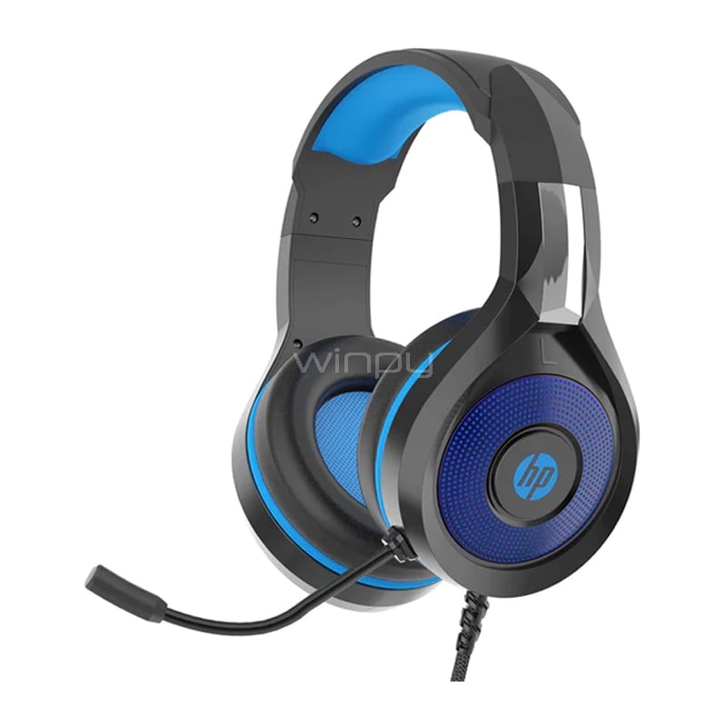 Audífonos HP DHE-8010 (LED, Jack 3.5mm, USB, Negro/Azul)