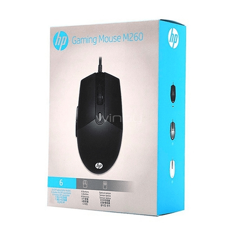 Mouse Gamer HP M260 Alambrico (RGB, 2400 DPI, Negro)
