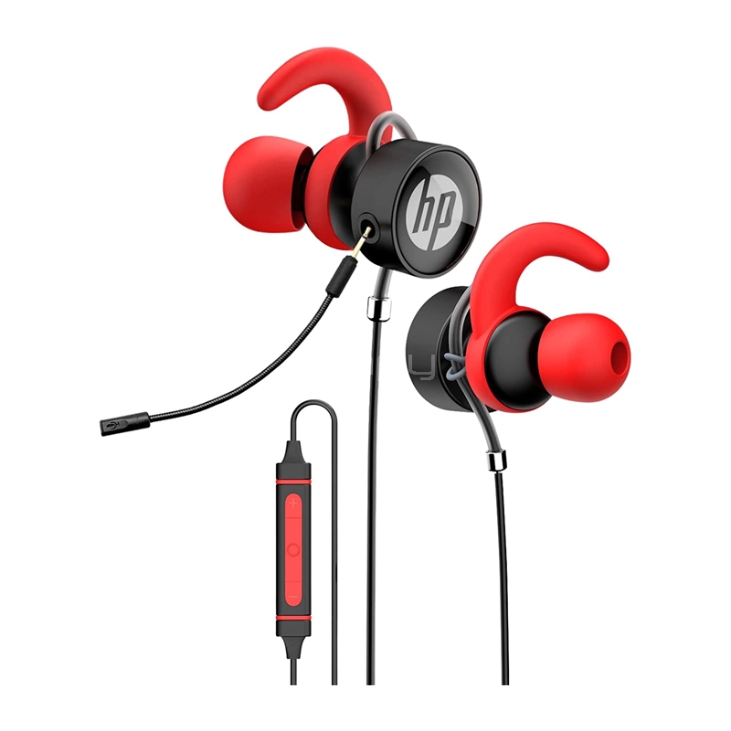 Auriculares intraurales HP DHE-7004 (Jack 3.5mm, Micrófono Desmontable, Negro/Rojo)