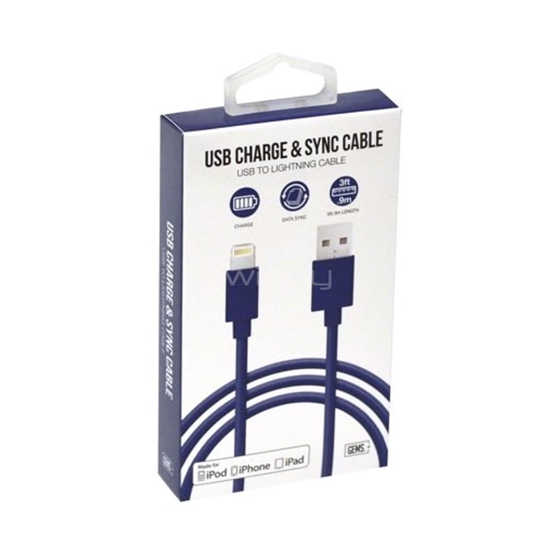 Cable Gems de Lightning a USB (1 Metro, Azul)