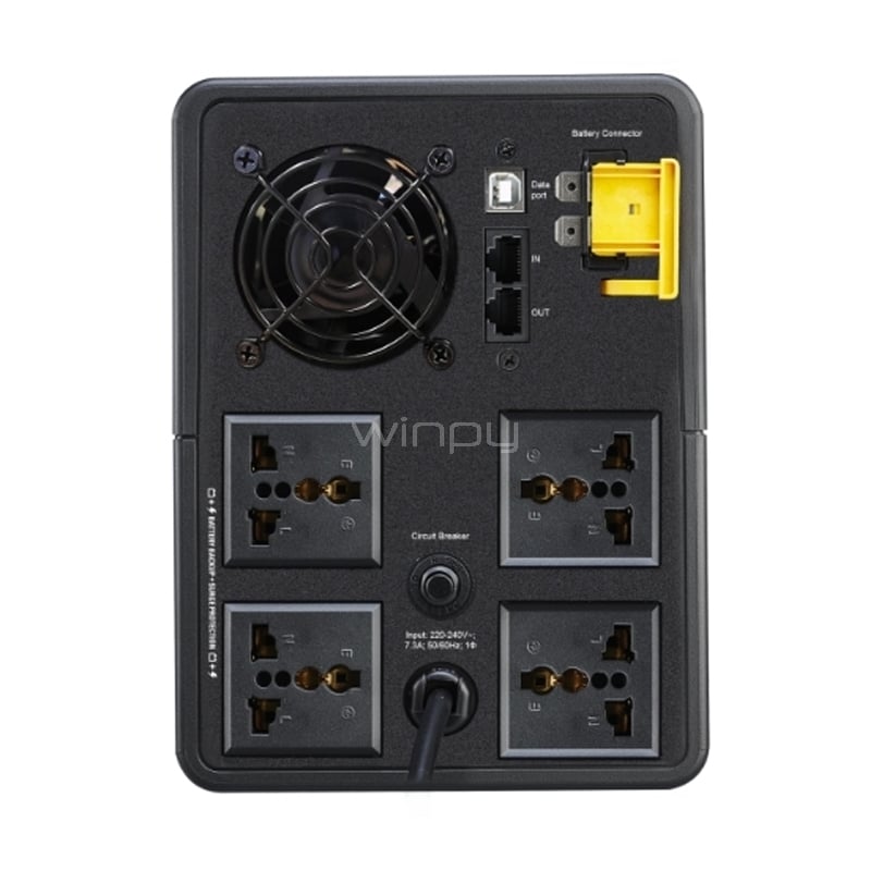 ups apc back-ups de 1600va (230v, avr, salida universal, negro)