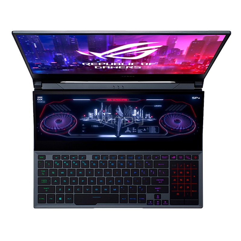 Notebook Gamer Asus Rog Zephyrus Duo GX550 de 15.6“ (i9-10980HK, RTX 2080 Super, 16GB RAM, 1T SSD, Win10)