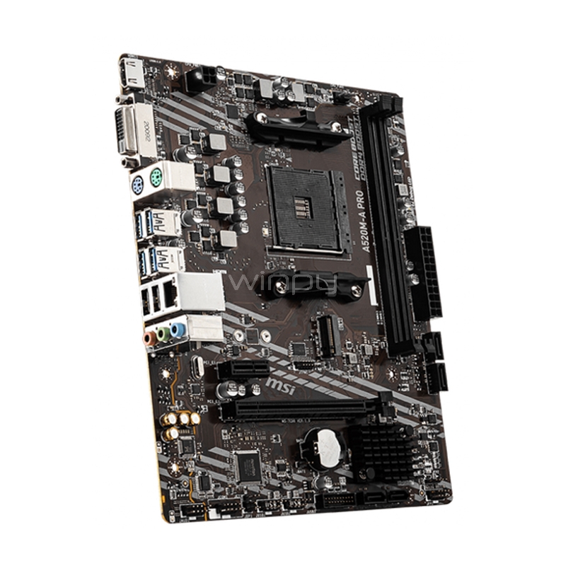 Placa Madre MSI A520M-A PRO (AM4, DDR4 1866/3200 MHz, M.2, MicroATX)