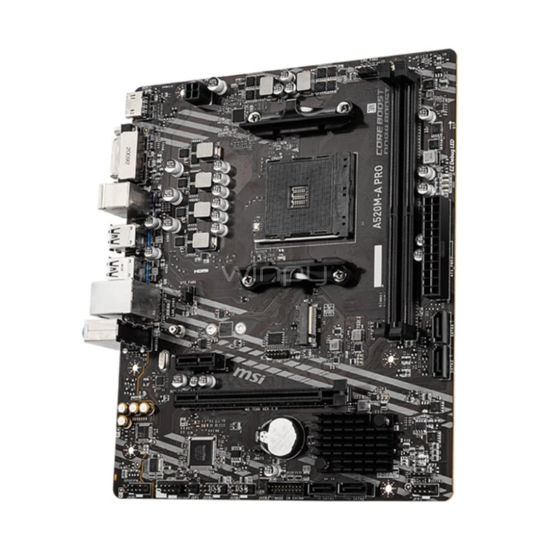 Placa Madre MSI A520M-A PRO (AM4, DDR4 1866/3200 MHz, M.2