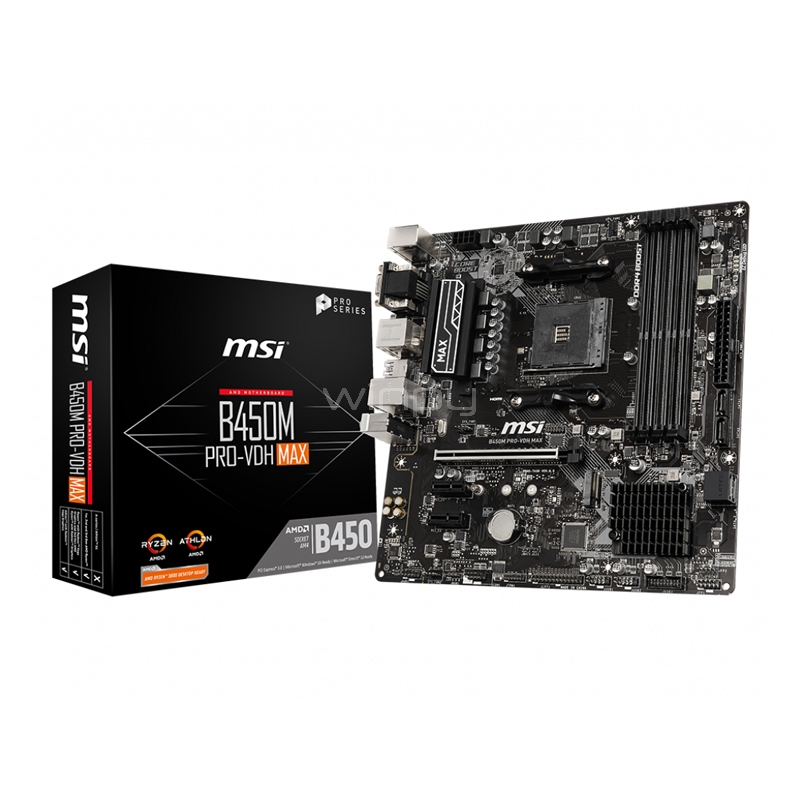 Placa Madre MSI B450M PRO-VDH MAX (AM4, DDR4 2667/3866Mhz, M.2