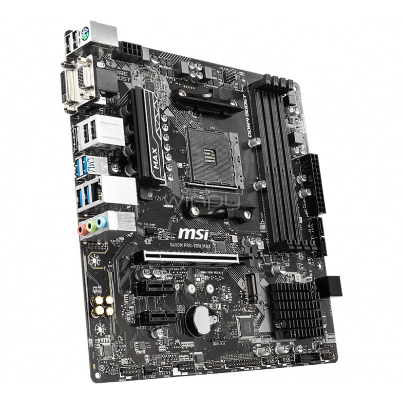 Placa Madre MSI B450M PRO-VDH MAX (AM4, DDR4 2667/3866Mhz, M.2