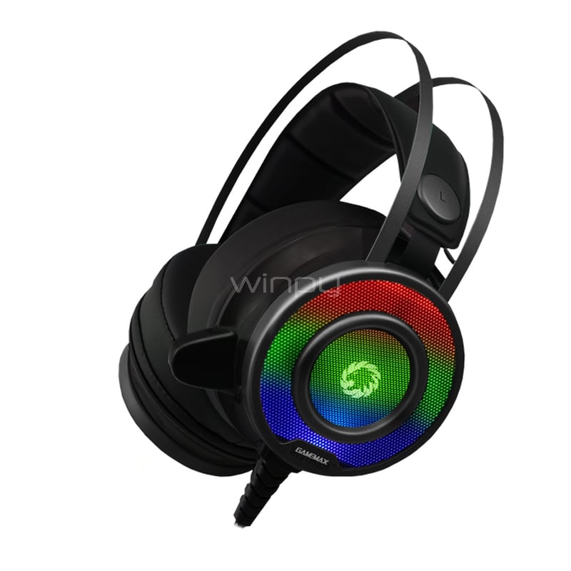 Audífonos Gamer GameMax G200 PRO (Jack 3.5mm, USB, RGB, Negro)