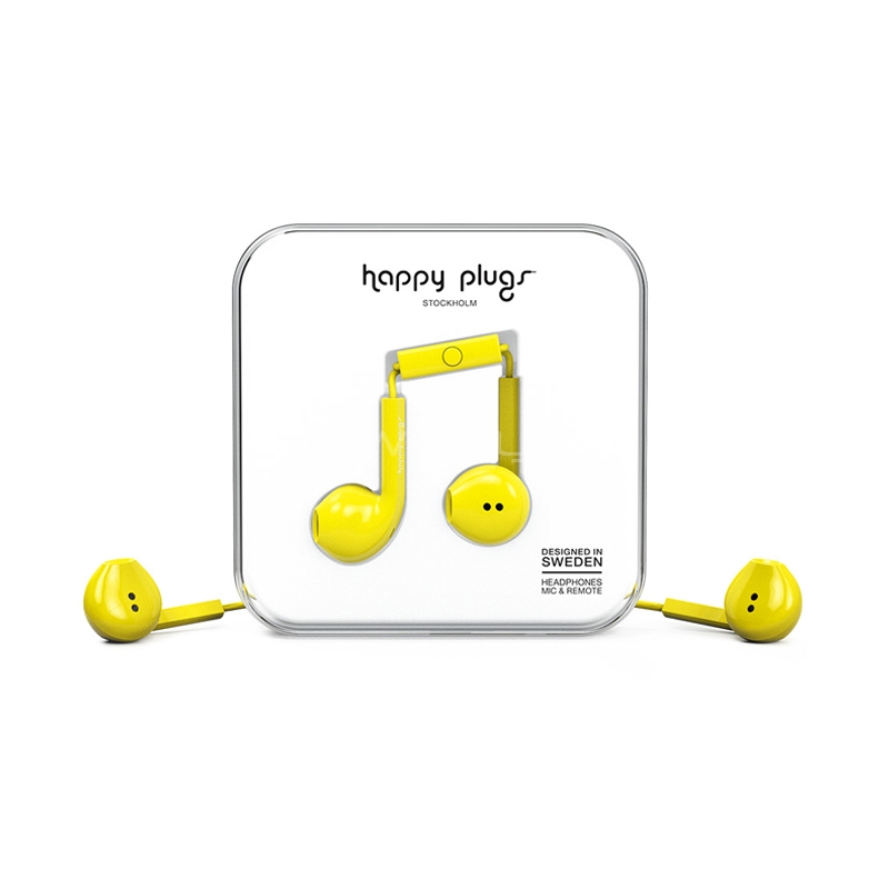 Auriculares Happy Plugs Earbud Plus con Control y Manos Libres (Jack 3.5mm, Amarillo)
