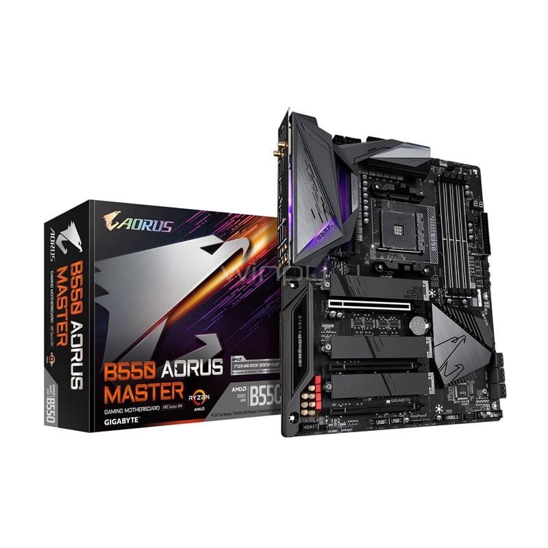 Placa Madre Gigabyte B550 AORUS MASTER (AM4, DDR4, 2133/4400 MHz, M.2 x3, RGB, ATX)