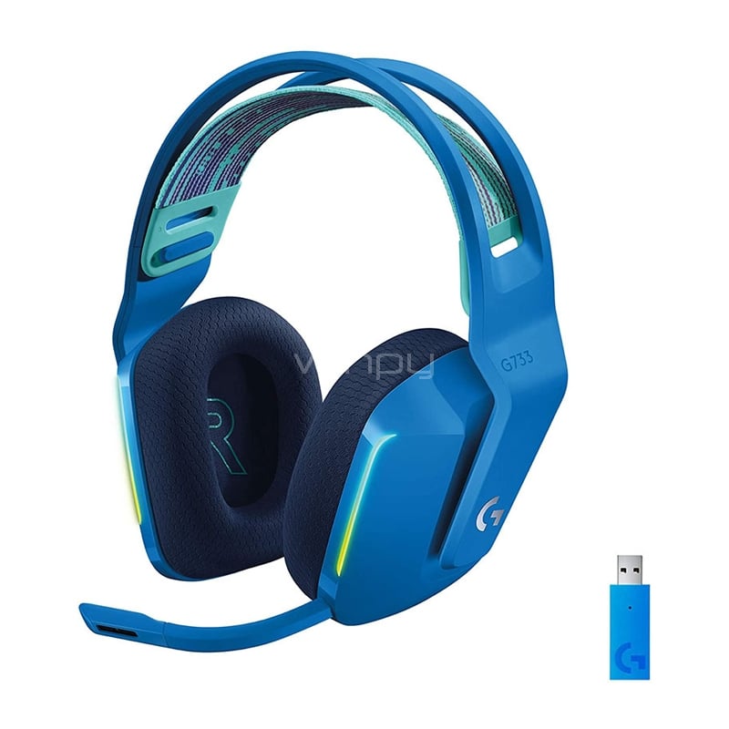 Audífonos Gamer Logitech G733 LightSpeed Wireless (RGB, Dongle USB, Azul)