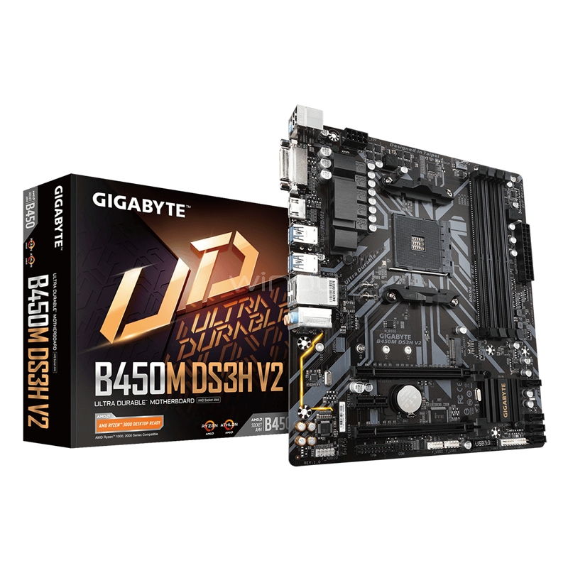 Placa Madre Gigabyte B450M DS3H V2 (AM4, DDR4, 2133/3600 MHz, M.2