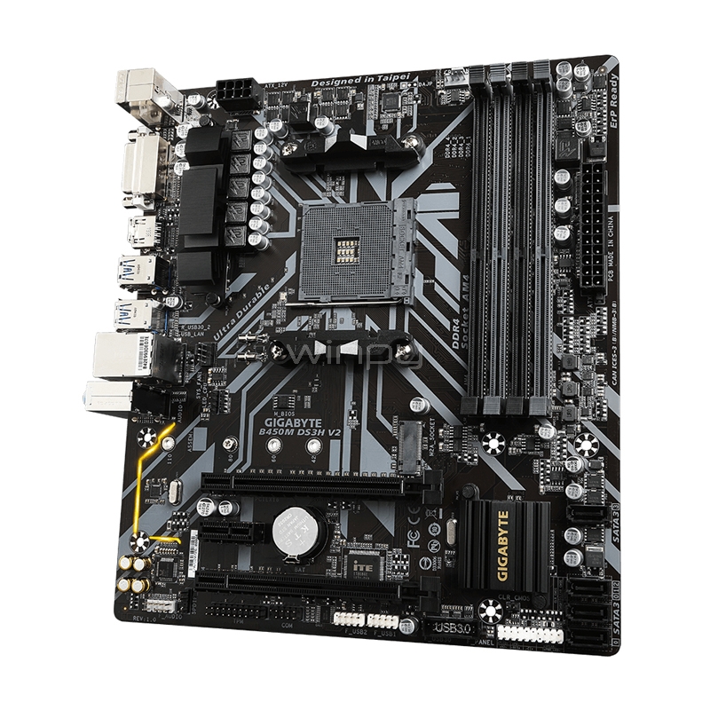 Placa Madre Gigabyte B450M DS3H V2 (AM4, DDR4, 2133/3600 MHz, M.2, RGB, MicroATX)