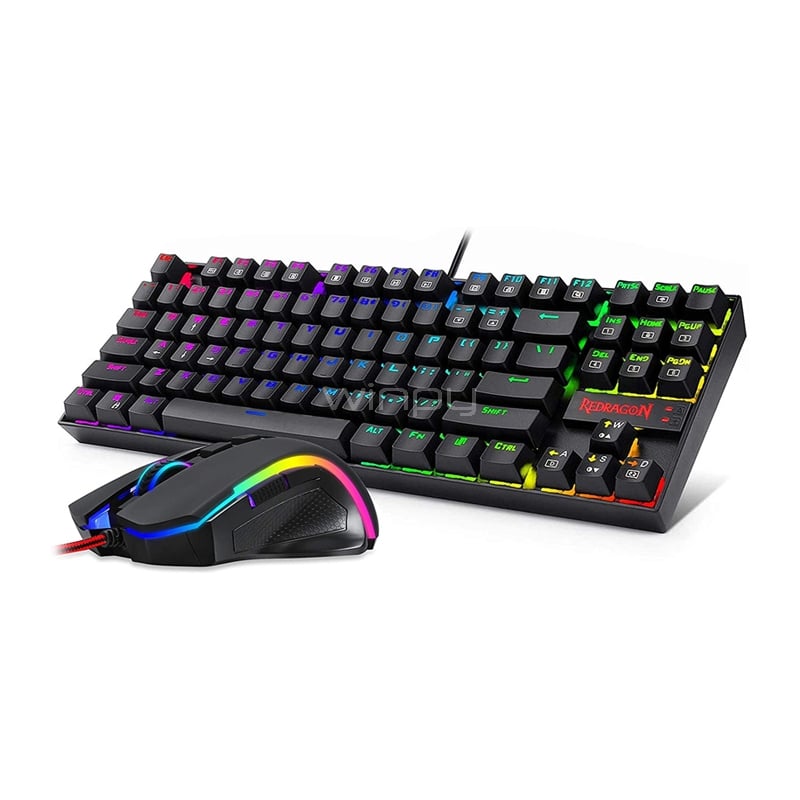 Kit Gamer Redragon Teclado Mecánico K552 + Mouse M602A Griffin (RGB, USB, Negro)