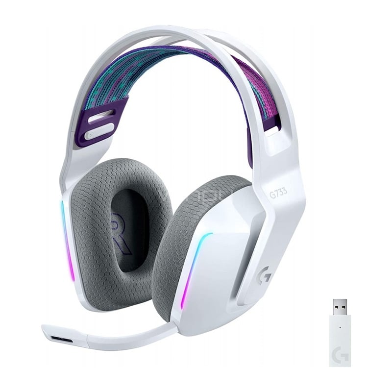 Audífonos Gamer Logitech G733 LightSpeed Wireless (RGB, Dongle USB, Blanco)