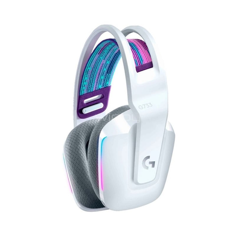 Audífonos Gamer Logitech G733 LightSpeed Wireless (RGB, Dongle USB, Blanco)