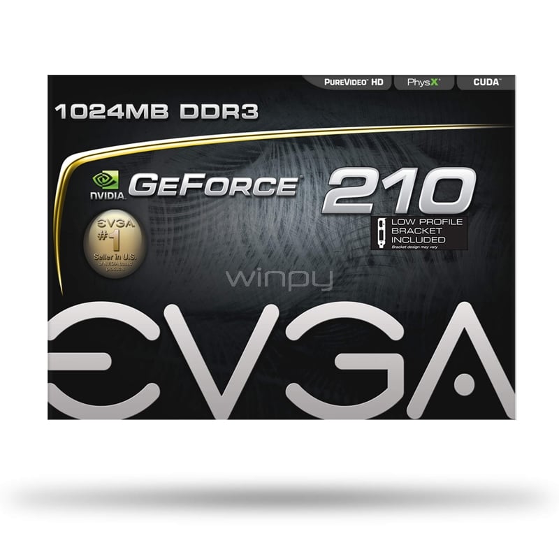 Tarjeta de Video EVGA Nvidia GeForce 210 de 1GB DDR3 (Perfil Bajo)