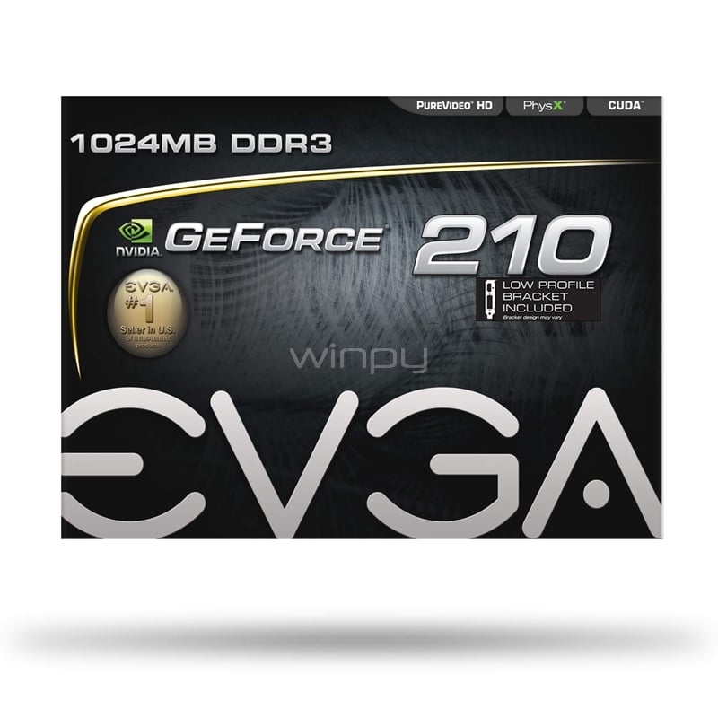 Tarjeta gráfica EVGA Nvidia GeForce 210 de 1GB DDR3 (Perfil Bajo)