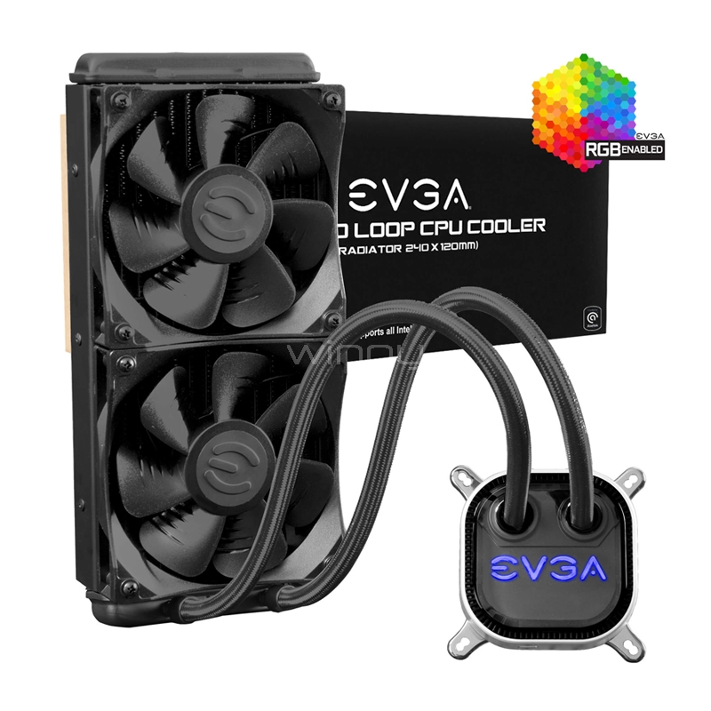 Refrigeración Líquida EVGA CLC 240 CPU Cooler (2x FX12 120mm, PWM, RGB)