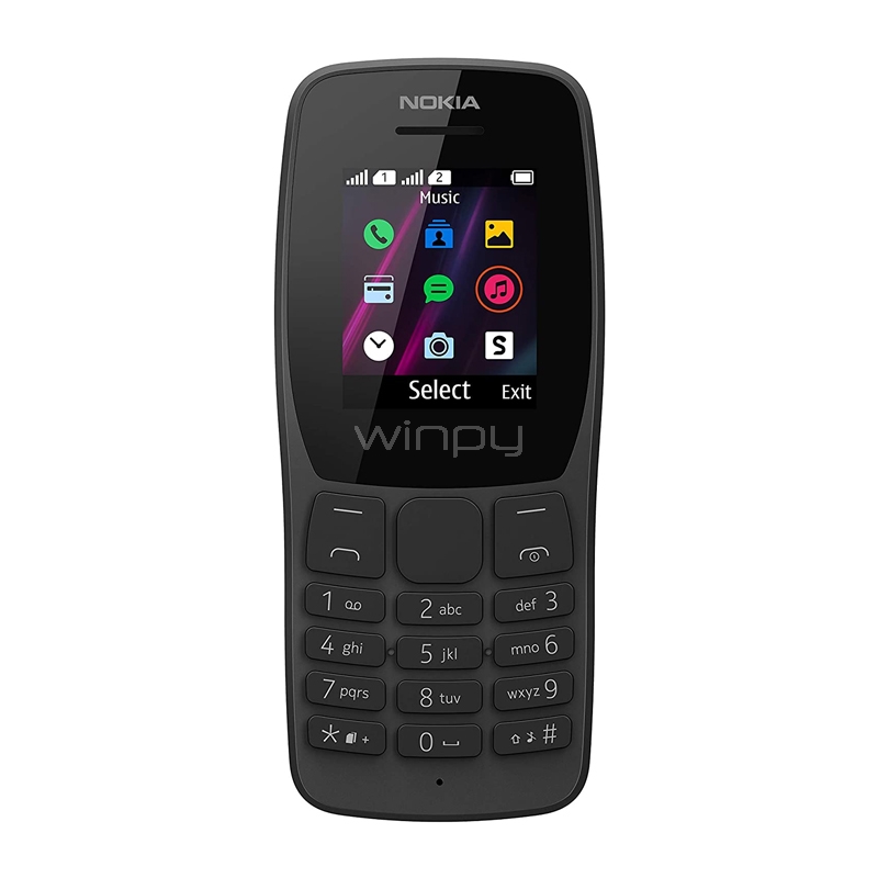 Celular Nokia 110 de 1.7“ (Red 2G, Hasta 14hrs conversación, Negro)