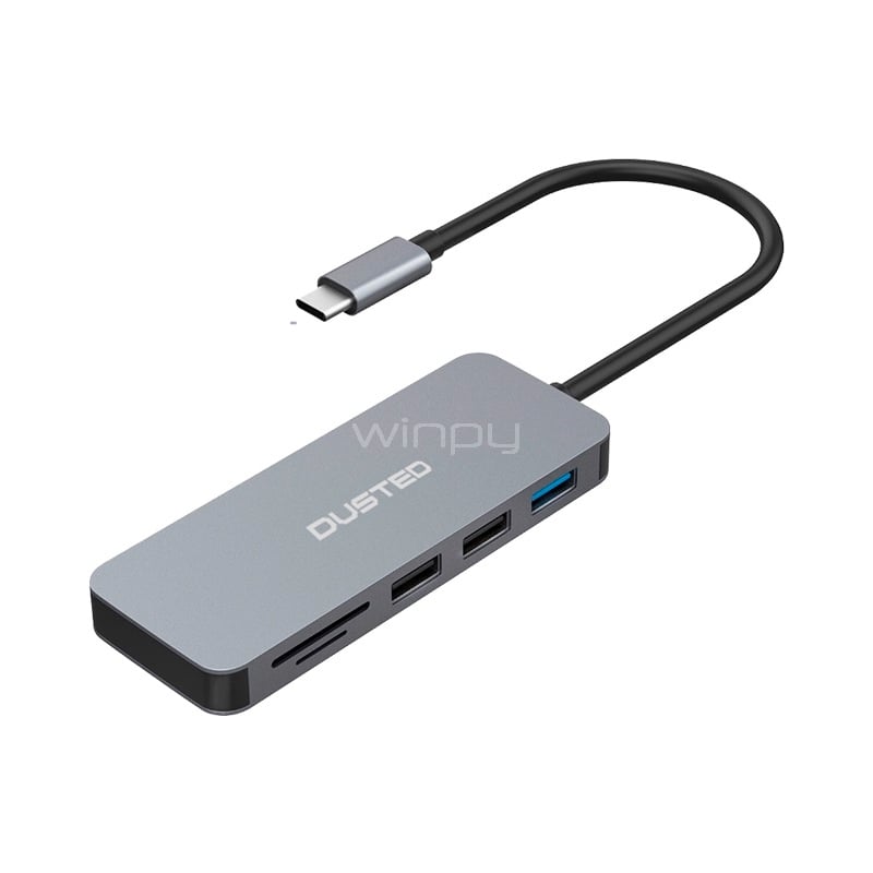Hub Dusted USB-C Multi-Puerto (HDMI, USB, Micro SD, Gris)