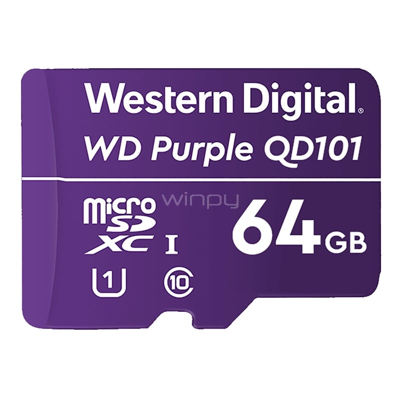 Tarjeta MicroSD Western Digital WD Purple SC QD101 de 64GB (Clase 10, MicroSDHC)